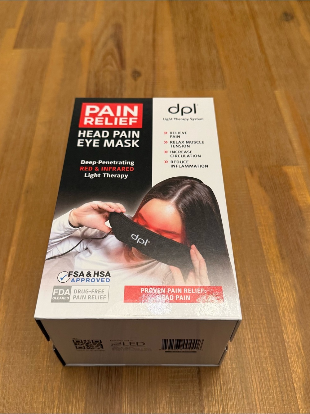DPL Pain Relief Head Pain Eye Mask Red & Infrared Light Therapy NIB